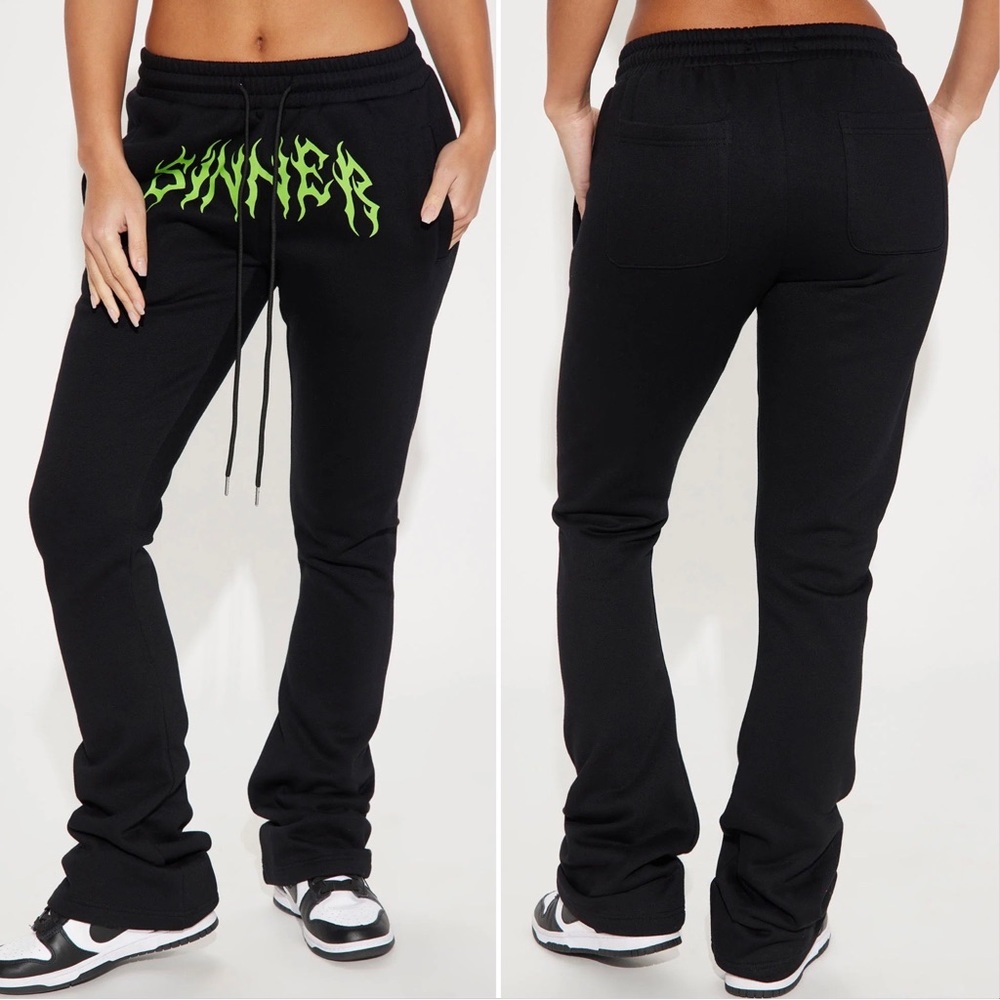 ❌SOLD❌❌ HP! 🎉 Sinner Graphic Wide Leg Pants 🖤